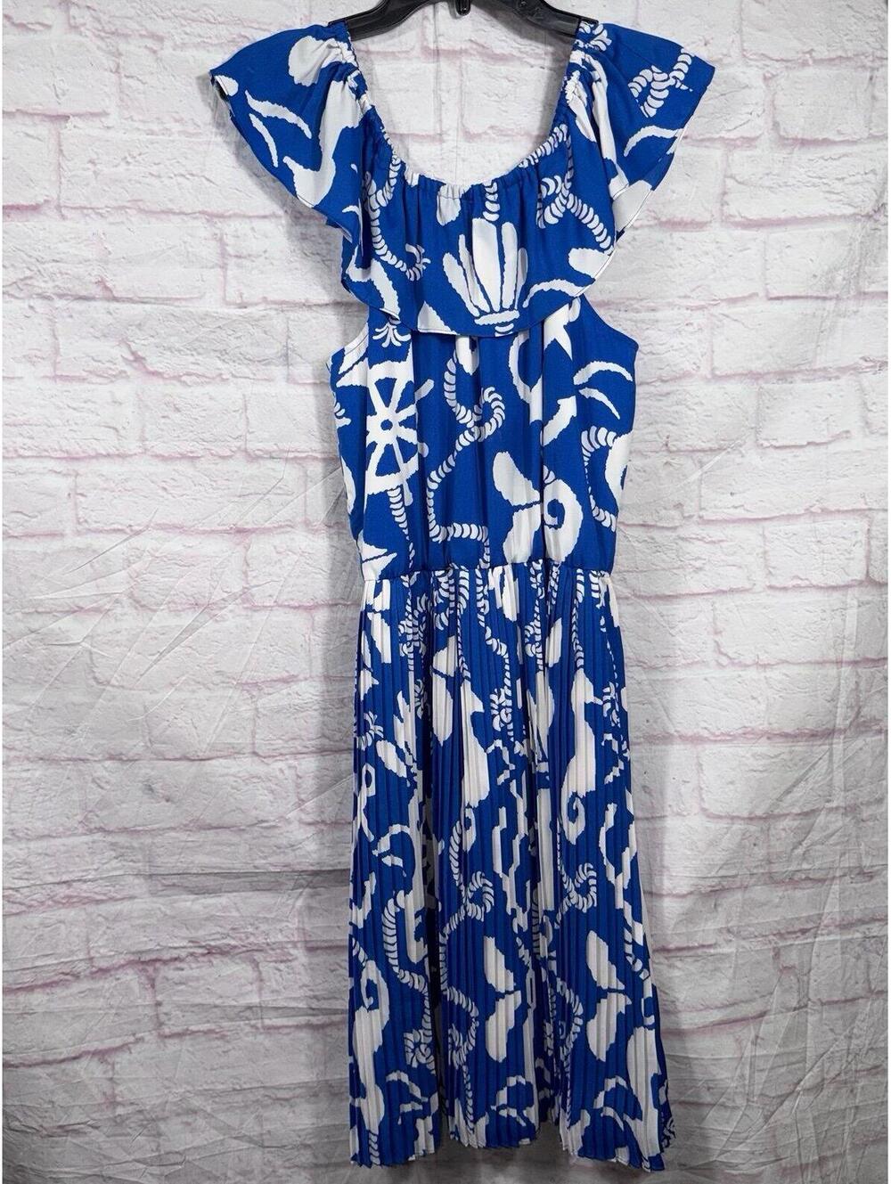Lilly Pulitzer Medium Blue and White Nautical Print Dress